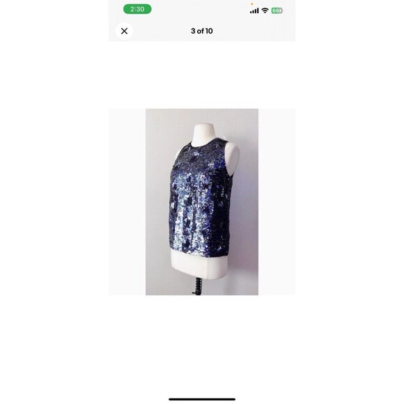 FRENCH CONNECTION Women 2 Holiday Top Sequin Flowerette Sleeveless Party Sparkle - Picture 5 of 13